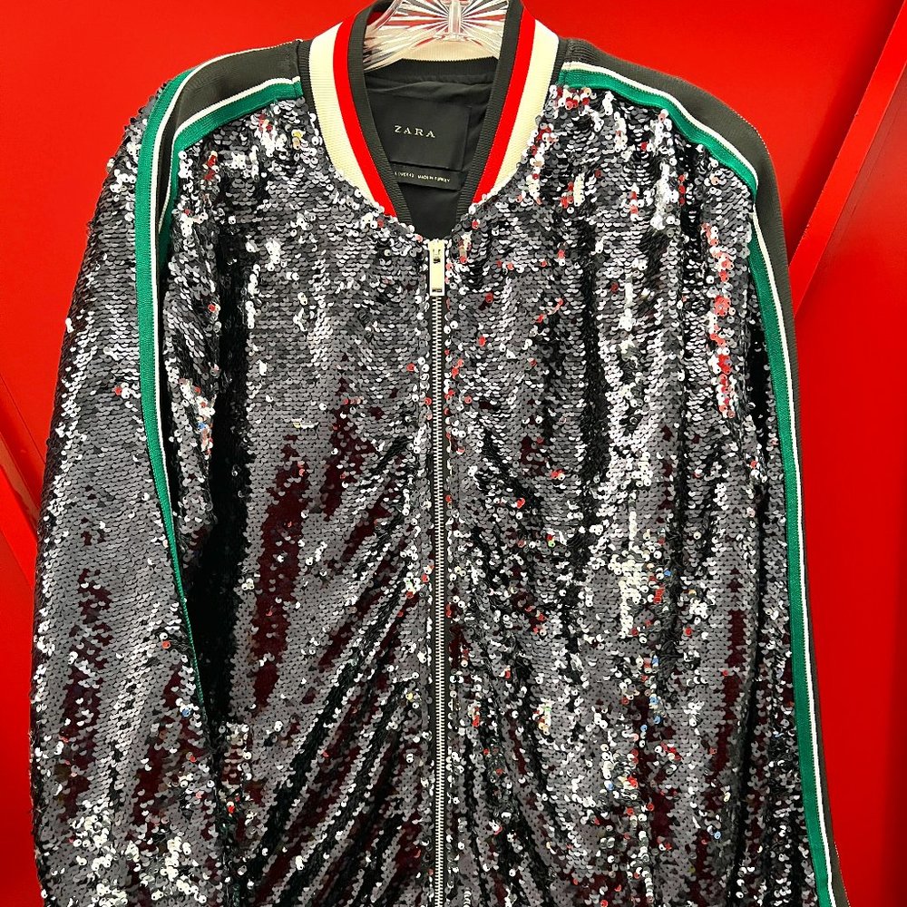 Zara Sequin Baseball Style Jacket - Unisex
